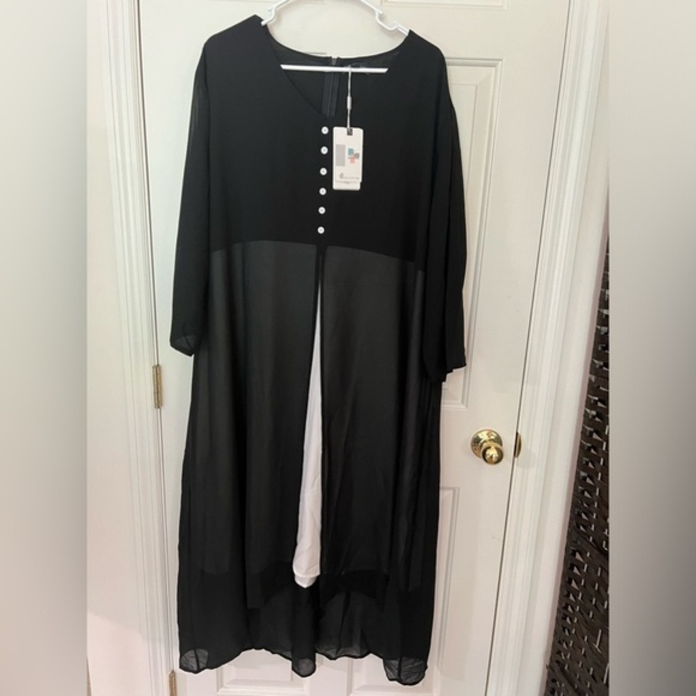 Xeuzoyza Womens Black High Lo Layered Maxi, 4XL NWT